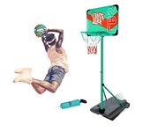 Coo11 2.4m Square Base Basketball Hoop Portable & Adjustable Height Professional Court Goal System for Adults Teenagers Indoor/Outdoor Games Gifs for Boys and Girls 8+ Years Old