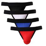 Summer Code Mens Cotton Briefs Sexy Bikini Ultra Soft Breathable Underwear, 4-pack Assorted, L