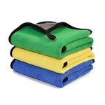 Microfiber Cleaning Cloth 600GSM for Kitchen Car Motorbike Mobile Laptop Lint Free Dual Layer Super Absorbent Towel Scrubber Duster Wash Polish Cloth multicolor Set (Color May Vary) (5, 40 X 30 CMS)