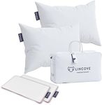 Lincove Recreation Sleeping Pillow, Filled with Premium Down, 600 Fill Power – Includes A Pillow Protector, 400 Thread Count Pillow Shell, Standard - Medium, 2 Pack