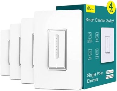 TREATLIFE Smart Dimmer Switch 4 Pack, Smart Switch Works with Alexa and Google Home, 2.4GHz WiFi Dimmer Light Switch for LED, CFL, Incandescent Bulbs, Neutral Wire Required, Single Pole