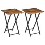 HOOBRO Folding TV Tray Tables, Set of 2 TV Trays Side Table, Portable Sofa Snack Table, Industrial End Tables for Small Spaces, Metal Frame, Easy to Install and Fold, Rustic Brown and Black BF27BZP201