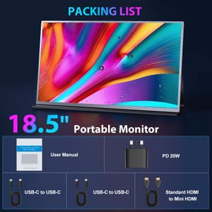 18.5" Portable Monitor – 120Hz FHD IPS, USB-C/HDMI, 100% sRGB, VESA, Smart Cover