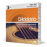 D'Addario A-Guit.Strings EJ15-3D 10-47 Phosphor Bronze 3 Sets Acoustic Guitar Strings