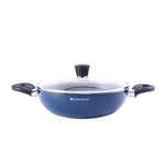 Wonderchef Galaxy Kadhai with Lid 24 cm, 2 litres, Midnight Blue, 2 Years Warranty