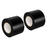 Maveek 2 Rolls Electrical Tape 2 Inch PVC Waterproof Repair Insulation Tape Roll Black Colored, for Outdoor Pipes or Windows in Winter Cold Weather, Self Adhesive Garage Door Workshop Tool Bag