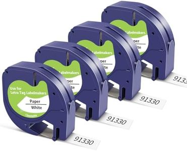 Letratag Paper White Tape Repalacment for Dymo Label Maker Refills 91330,12mm x 4m 1/2" x 13, Compatible with Dymo Letratag 100H 100T 200B, 4 Packs