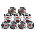 Sumeet Stainless Steel Heavy Gauge Bowl Set Wati Set with Mirror Finish 10Cm Dia - Set of 12Pc; Solid; 200 milliliter, Silver