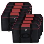 Storite 8 Pack Nylon Big Underbed Storage Bag Moisture Proof Cloth Organizer with Zippered Closure and Handle (BlackRed, 54x46x28cm),Rectangular