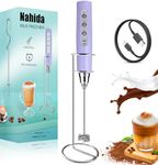 Nahida Handheld Milk Frother for Coffee with Stand， Rechargeable Drink Foam Mixer with 3 Heads 3 Speeds Electric Stirrers for Latte, Cappuccino, Hot Chocolate, Egg, Cord-Free