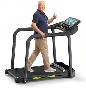 Treadmill for Senior at Home, Walking Jogging Running Pad Treadmill for Elderly, with Long Handrails, Heart Rate Monitor, Wide Running Belt, 2.5 HP, 300 LBS Capacity, PAD Stand & Cup Holder