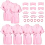 Zhanmai 36 Pcs Spa Party Supplies for Girls 6 Spa Robes 6 Spa Headband 6 Blindfolds 6 Scrunchies 12 Wristbands for Kids Birthday, Pink, Size 10