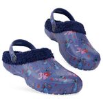 Disney Stitch Clogs for Women Teenagers, Fleece Lined - Stitch Gifts (Navy, 4/5 UK)