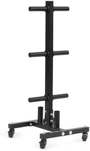 Titan Fitness Portable Weight Tree for Olympic Plate and Barbell Storage, Weight Plate Storage with 1,000 LB Capacity, Weight Tree Rack with Locking Wheels, Weight Plate Tree with Barbell Storage