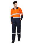 CLUB TWENTY ONE Men's Dual Color Cotton Boiler Suit, Workwear Uniform Full Body for Adult (Orange and Navy, X-Large) Breathable Coverall Dangari Overall