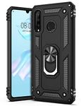 GREATRULY Ring Kickstand Phone Case for Huawei P30 Lite,Heavy Duty Dual Layer Drop Protection Case,Hard Shell + Soft TPU + Ring Stand Fits Magnetic Car Mount,Black