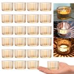 GOLDEAL Gold Tealight Candle Holder,Set of 48 Thick Glass,Tea Light Holders Bulk,Votive Candle Holders,for Wedding Table Decor,Party Supplies,Bridal/Baby Shower Decorations,Centerpieces for Tables