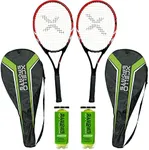 Xcello Sports 27" Aluminum Racket Set (Red/Black) with 2 Tubes of Tennis Balls and 2 Covers