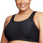 Glamorise Women's Custom Control Sports Bra Wirefree 1166, Solid Black, 36H