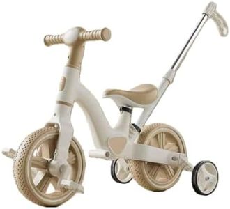 MUMMAMIA 4 in 1 Tricycle with Push Handle, Converts to Balance Bike, 10 Inch Toddler Bicycle, Push Bike 18 Months to 4 Years, Unisex (Khaki)