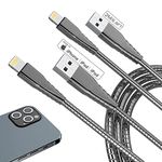 MTAKYI Metal Braided iPhone Charger Cable 6.6Ft/2M Long Lightning Apple MFi Certified Fast Charging USB Cord Syncing Data chew Proof for 13/12/11/X/Max/8/7/Plus/ipad-2 Pack