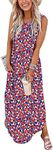 ANRABESS Women Casual Loose Sundress Sleeveless Split Maxi Long Beach Shirt Dress Travel Vacation 2024 Summer Outfits Floral Print Small