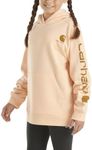 Carhartt Girls' Hoodie Fleece Pullover Sweatshirt, Tropical Peach, X-Small