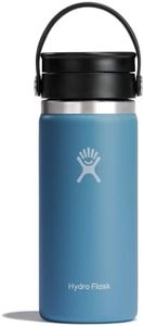 HYDRO FLASK - Travel Coffee Flask 473 ml (16 oz) - Vacuum Insulated Stainless Steel Travel Mug with Leak Proof Flex Sip Lid - BPA-Free - Wide Mouth - Rain