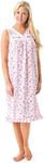 Casual Nights Women's Sleeveless Floral Embroidered Night Gown- Pink - Large