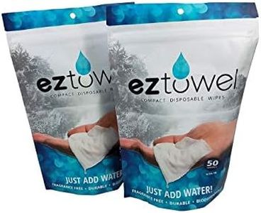 Ez-Towels (2) Bags of 50 Pieces Each with Handy Travel Tubes of 10 in Each Bag