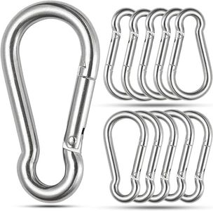 10 PCS Stainless Steel Spring Snap Hook Carabiner,for Keys Swing Set Camping Fishing Hiking Traveling - M4 1.57 Inch