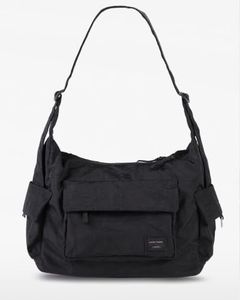 ZIMEGO Signature Cargo Pack Nylon Casual Crossbody Bag Everyday Essential Travel Hobo Bag, Large, Black