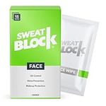 SweatBlock Antiperspirant Face Wipes for Men & Women - 15 Count - Helps Control Oily Skin, Reduce Shine & Facial Perspiration - Clinically Tested - Vitamin E