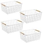 LeleCAT White Wire Baskets with Han