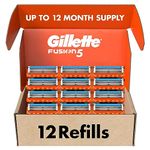 Gillette Fusion Manual Men's Razor Blade Refills, 12 Count, Mens Razors / Blades