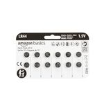 Amazon Basics 12-Pack LR44 Alkaline Button Cell Battery, 1.5 Volt, Long Lasting Power, Mercury-Free