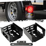 Partsam 1 Set Square Black Trailer Tail Light Mounting Box Left Right and License Plate Bracket Guard Cover Heavy Duty Steel S45C 1045 with Screws for Trailers Under 80" Boat Truck Marine Camper RV