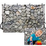 7x5ft Stone Wall Backdrop Natural Rock Wall Textured Photography Background Outdoor Stone Wall Holiday Party Retro Garden Wallpaper Birthday Banner Cake Dessert Table Decor Studio Photo Props