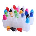 NANSHINE 10ML-120ML LDPE Plastic Liquid Water Tip dropper Squeezable Dropper Empty Bottles with Child Resistant Cap (Bottles + Mixing Color Caps + Tips+label) 100MLx10