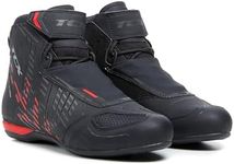 TCX - R04D Waterproof, Motorcycle Shoes for Men, Waterproof and Certified with T-DRY Membrane, Laces and Velcro Closure, Mesh Upper with Hot Melt Coating Black/Red