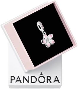 PANDORA Moments Cherry Blossom Dangle Charm - Sterling Silver Charm with Cubic Zirconia & Enamel - Jewelry for Women - Includes Gift Box
