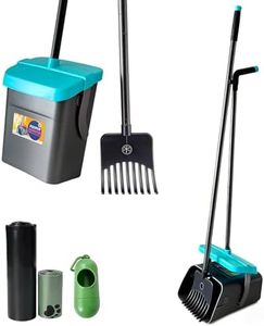 Glowspire 46" Pooper Scooper Swivel Bin & Rake for Large Small Dogs with Bag Attachment, Long Handle Poop Scooper with Lid for Yard (Blue)