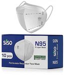 SISO Unisex ISI Mark/BIS Certified N95 5 Layer Melt Blown Face Mask FFP2 (White, Pack of 10)