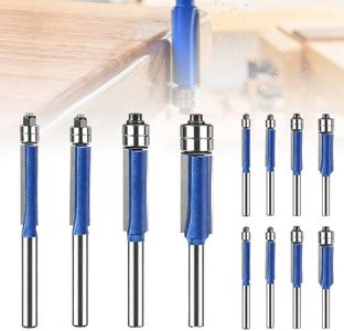Double Bearing Flush Trim Router Bit Set, 2026 Upgrade Dual Bearing Trimming Tool Set 1/4-Inch New Deburring and Polishing Tool Size Universal (12PCS)