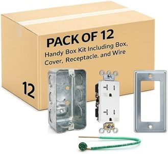 (Pack of 12) Outlet Box Kit 4" x 2" Metal Utility Box with Rocker/GFI Cover, 20A 125V Tamper & Weather Resistant Duplex Receptacle, 6.5" Ground Pigtail Wire, 1-7/8" Deep Handy Box, Ten 1/2" Knockouts