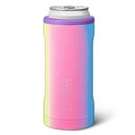 BrüMate Hopsulator Slim Can Cooler Insulated for 12oz Cans | Skinny Stainless Steel Drink Holder Hard Seltzer, Beer, Soda, and Energy Drinks (Glitter Rainbow)