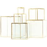 ARTINCO Art India Collections Home Decor Glass Brass Storage Box Decoration, Golden Decorative Glass Brass Box 8 X 8, Square