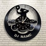 Smotly Vinyl wall clock, personalized large DJ design large wall decoration clocks, handmade music wall clock gifts. (Gift hook),B