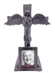 BC INTER Solar Lighted Cross - Angel Cemetery Decoration Grave Headstone Memorial - Automatically Lights Up at Night