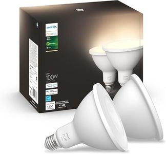 Philips Hue White PAR38 LED 100W Equivalent Waterproof Dimmable Smart Wireless Flood Light Bulb (2 Pack)